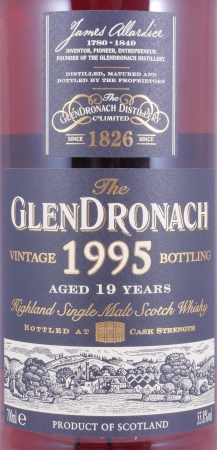 Glendronach 1995 19 Years Pedro Ximenez Sherry Cask Highland Single Malt Scotch Whisky Cask Strength 55,8%