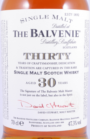 Balvenie Thirty 30 Years Release 2006 Bourbon Casks and Oloroso Sherry Butts Highland Single Malt Scotch Whisky 47.3%