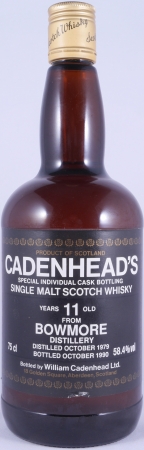 Bowmore 1979 11 Years Cadenhead Special Individual Cask Dumpy Bottle Islay Single Malt Scotch Whisky Cask Strength 58,4%