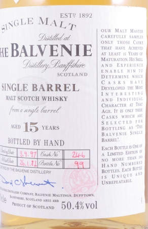 Balvenie 1982 15 Years Oak Cask No. 246 Single Barrel Highland Single Malt Scotch Whisky 50,4%