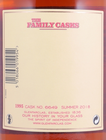 Glenfarclas 1995 23 Years The Family Casks First Fill Sherry Butt Cask No. 6649 Highland Single Malt Scotch Whisky 51,6%