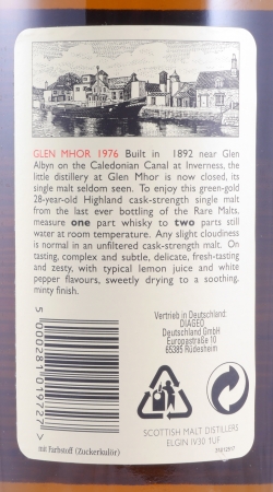 Glen Mhor 1976 28 Years Diageo Rare Malts Selection Limited Edition Highland Single Malt Scotch Whisky Cask Strength 51.9%