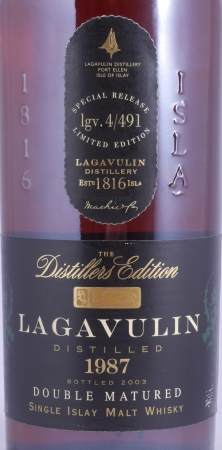 Lagavulin 1987 16 Years Distillers Edition 2003 Special Release lgv.4/491 Islay Single Malt Scotch Whisky 43.0%