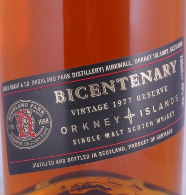 Highland Park Vintage 1977 21 Years Bicentenary Reserve Orkney Islands Single Malt Scotch Whisky 40.0%