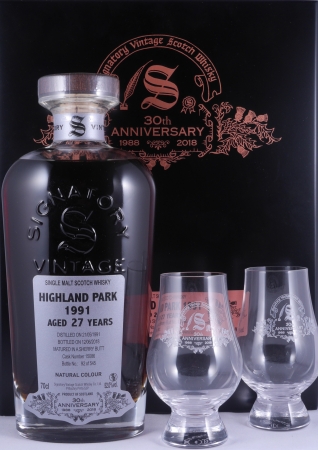 Highland Park 1991 27 Years Sherry Butt Cask No. 15086 Signatory 30th Anniversary Orkney Islands Single Malt Scotch Whisky 52.0%