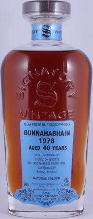 Bunnahabhain 1978 40 Years Refill Sherry Butt Cask No. 2587 Signatory 30th Anniversary Islay Single Malt Scotch Whisky 47,8%