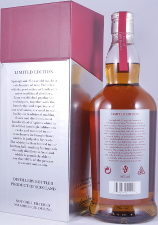 Springbank 25 Years Limited Edition 2019 Sherry and Rum Casks Campbeltown Single Malt Scotch Whisky 46,0%