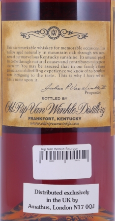 Old Rip Van Winkle 10 Years No. Bottle A348 Handmade Kentucky Straight Bourbon Whiskey 53,5%