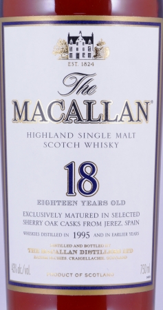 Macallan 1995 18 Years Sherry Oak Highland Single Malt Scotch Whisky 750ml Remy Cointreau NY 43.0%