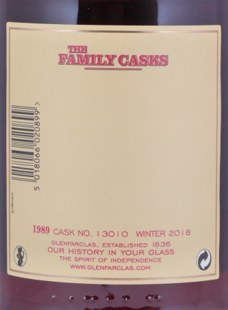 Glenfarclas 1989 28 Years The Family Casks First Fill Sherry Butt Cask No. 13010 Highland Single Malt Scotch Whisky 51,4%