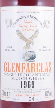 Glenfarclas 1969 29 Years Sherry Cask No. 2891 Eagle Label Highland Single Malt Scotch Whisky Cask Strength 46,2%