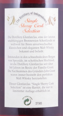 Glenfarclas 1969 29 Years Sherry Cask No. 2891 Eagle Label Highland Single Malt Scotch Whisky Cask Strength 46,2%