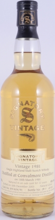 Convalmore 1981 22 Years Oak Cask No. 89/604/91 Signatory Vintage Highland Single Malt Scotch Whisky 43.0%