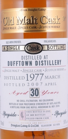 Dufftown 1977 30 Years Refill Hogshead Cask No. DL 3516 Douglas Laing OMC Speyside Single Malt Scotch Whisky 50.0%