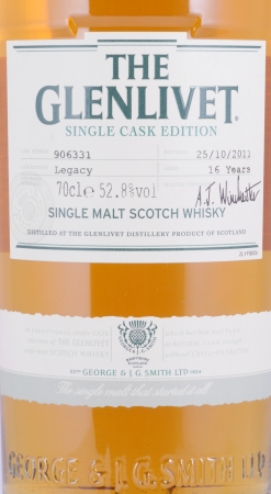 Glenlivet Legacy 16 Years Cask 906331 Limited Edition Speyside Single Malt Scotch Whisky Cask Strength 52.8%