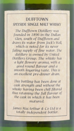 Dufftown 1977 17 Years James MacArthur 500 Years of Scotch Whisky 1494-1994 Speyside Single Malt Scotch Whisky 58,5%