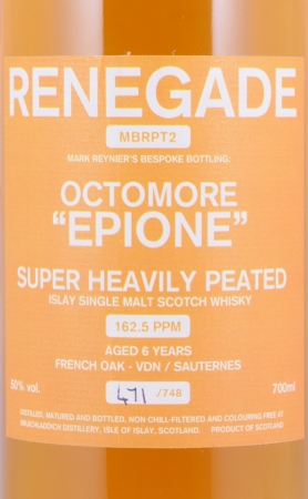 Bruichladdich 2007 6 Years Octomore Epione Renegade MBRPT2 Islay Single Malt Scotch Whisky 50,0%