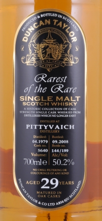 Pittyvaich 1979 29 Years Oak Cask No. 5640 Duncan Taylor Rarest of the Rare Speyside Single Malt Scotch Whisky 50.2%