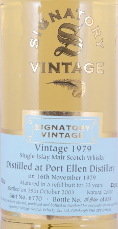 Port Ellen 1979 23 Years Refill Butt Cask No. 6770 Signatory Vintage Islay Single Malt Scotch Whisky 43,0%