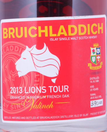Bruichladdich 1989 23 Years Bourbon / Premium French Oak Cask No. 026 Valinch 2013 Lions Tour Islay Single Malt Scotch Whisky 49,9%