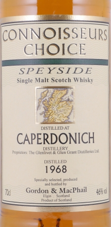 Caperdonich 1968 39 Years Refill Sherry Butts Gordon and MacPhail Connoisseurs Choice Speyside Single Malt Scotch Whisky 46.0%