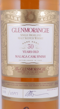 Glenmorangie 1975 30 Years Rare Aged Malaga Cask Finish Highland Single Malt Scotch Whisky 43,0%