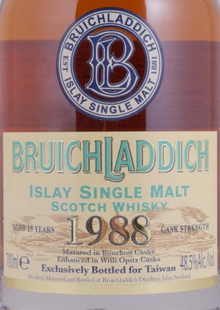 Bruichladdich 1988 19 Years Bourbon / Willy Opitz Cask Finish Islay Single Malt Scotch Whisky Cask Strength 48.5%