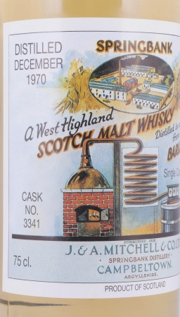 Springbank 1970 20 Years Bourbon Cask No. 3341 Pure Barley Malt Campbeltown Single Malt Scotch Whisky 46,0%