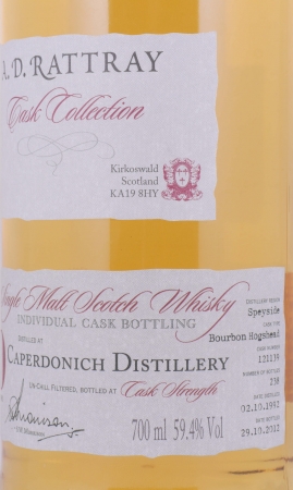 Caperdonich 1992 20 Years Bourbon Hogshead Cask No. 121139 Individual Cask Bottling Speyside Single Malt Scotch Whisky 59,4%