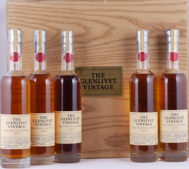 Glenlivet 1967-1972 26-31 Years Cask Strength Vintage Single Cask Collection Speyside Single Malt Scotch Whisky 5x 200ml