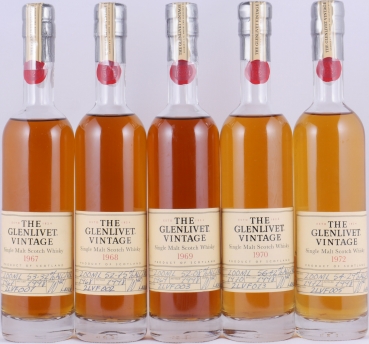 Glenlivet 1967-1972 26-31 Years Cask Strength Vintage Single Cask Collection Speyside Single Malt Scotch Whisky 5x 200ml