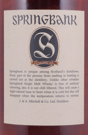 Springbank 21 Years Release 1995 Jagged Label Edge Campbeltown Single Malt Scotch Whisky 46.0%