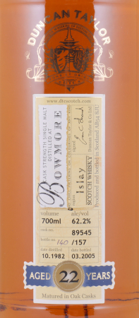 Bowmore 1982 22 Years Sherry Cask No. 89545 Duncan Taylor Cask Strength Rare Auld Islay Single Malt Scotch Whisky 62,2%