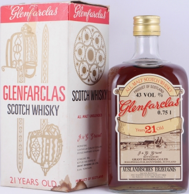 Glenfarclas 1970s 21 Years All Malt Unblended 75cl Dumpy Square Bottle Highland Single Malt Scotch Whisky 43,0%