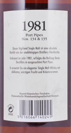 Glenfarclas 1981 33 Years Port Pipes Cask No. 134 + 135 Premium Edition Highland Single Malt Scotch Whisky 46,0%