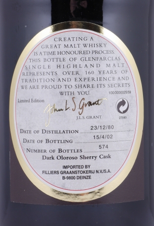 Glenfarclas 1980 21 Years Dark Oloroso Sherry Cask Limited Edition Highland Single Malt Scotch Whisky 53.0%