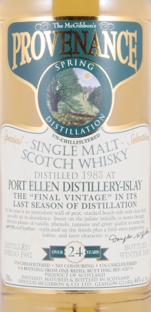 Port Ellen 1983 Over 24 Years Refill Butt Cask DMG No. 4127 The McGibbons Provenance Islay Single Malt Scotch Whisky 46.0%