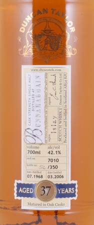 Bunnahabhain 1968 37 Years Cask No. 7010 Duncan Taylor Cask Strength Rare Auld Islay Single Malt Scotch Whisky 42,1%