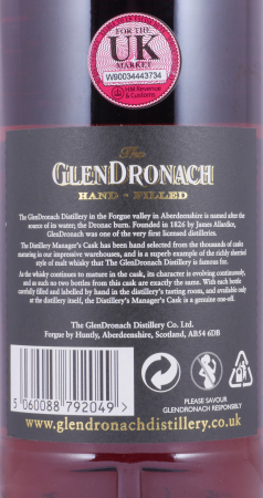 Glendronach 1993 25 Years Sherry Butt Cask No. 698 Distillery Managers Exklusive Hand-Filled Highland Single Malt Scotch Whisky 57,7%