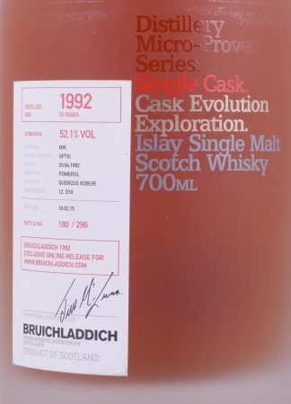 Bruichladdich 1992 22 Years Pomerol Cask No. 009 Micro-Provenance Single Cask Islay Single Malt Scotch Whisky 52.1%