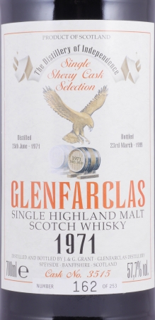 Glenfarclas 1971 27 Years Dark Sherry Cask No. 3515 Eagle Label Highland Single Malt Scotch Whisky Cask Strength 57,7%