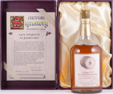 Killyloch 1972 22 Years Sherry Cask No. 206413 Signatory Vintage Dumpy Bottle Lowland Single Malt Scotch Whisky 52.6%