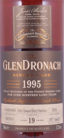 Glendronach 1995 19 Years Pedro Ximenez Sherry Puncheon Cask No. 2052 Highland Single Malt Scotch Whisky 57,2%