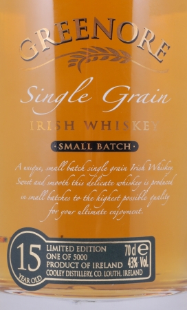 Greenore 15 Years Limited Edition 2008 Single Grain Small Batch Irish Whiskey 43.0%