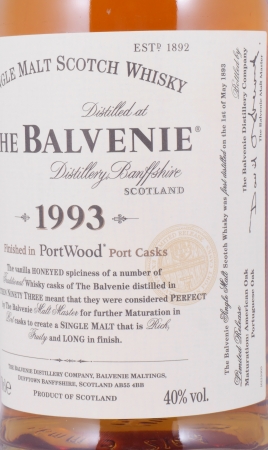 Balvenie 1993 13 Years Port Wood Limited Release Highland Single Malt Scotch Whisky 40.0%