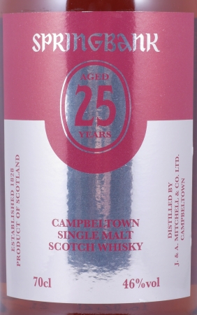 Springbank 25 Years Limited Edition Release 2021 Campbeltown Single Malt Scotch Whisky 46,0%