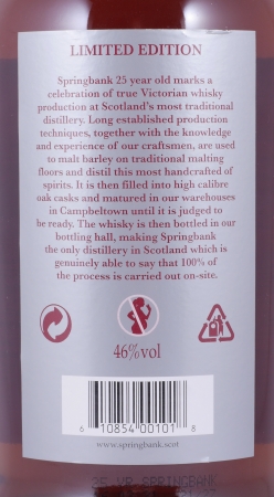 Springbank 25 Years Limited Edition Release 2021 Campbeltown Single Malt Scotch Whisky 46,0%