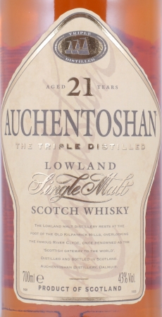 Auchentoshan 21 Years Bourbon and Sherry Casks The Triple Distilled Lowland Single Malt Scotch Whisky 43,0%