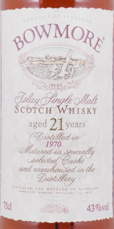 Bowmore 1970 21 Years Specially Selected Casks Cream Seagull Label Islay Single Malt Scotch Whisky 43,0%