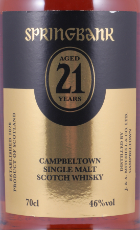 Springbank 21 Years Limited Edition 2019 Port and Rum Casks Campbeltown Single Malt Scotch Whisky 46.0%